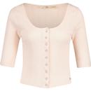 levis womens dry goods pointelle 3/4 sleeve top pearl blush pink