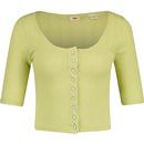 levis womens dry goods pointelle 3/4 sleeve top wipping willow green