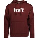 levis mens poster logo print relaxed fit hoodie burgundy