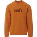 levis mens relaxed graphic poster logo crew neck sweatshirt golden oak orange