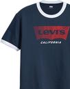 LEVI'S Retro 1970s Housemark Ringer T-Shirt NAVY