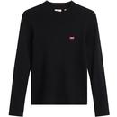levis womens crew neck ribbed knit long sleeve sweater caviar black
