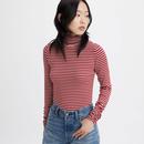 Levi® Women's Ruched Striped Turtleneck Top Syrah