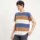 levis mens relaxed fit rugby stripes chest pocket tshirt almond blue