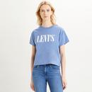 levis womens large serif logo print varsity tshirt colony blue