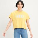 levis womens large serif logo print varsity tshirt gold coast yellow