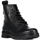 levis mens sparrow faux leather retro laced ankle boots full black