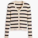 levis womens slim fit tulip redwood stripe ribbed cardigan cream black