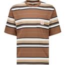 levis mens retro striped workwear pocket crew neck tshirt brown