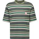 levis mens retro striped workwear pocket crew neck tshirt green