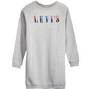 levis womens split serif logo embroidery crew neck sweatshirt dress grey