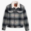 Levi's Type 3 Plaid Check Sherpa Trucker Jacket in Westin Plaid Grey 