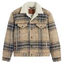 Levi's Vintage 70s Mod Relaxed Fit Hairy Check Sherpa Trucker Jacket in Camel
