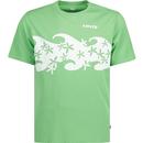 levis mens waves chest print crew neck tshirt green