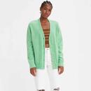 Levi's Women's Retro 70s V-neck Cosy Textured Knit Dad cardigan in Electric Green