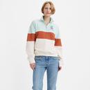 Levi's® Retro 80s 1/4 Zip Colour Block Sweatshirt in Tofu/Pastel Blue A49350000