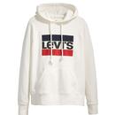 LEVI'S Women's Sportswear Retro Logo Hoodie WHITE