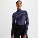 Levi's Womens Ruched Turtleneck Easy Stripe Top in Blue