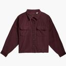 levis womens olsen cord utility cropped long sleeve shirt malbec red
