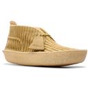 Liam Gallagher x Clarks Originals Desert Rain Maple Jumbo Cord Shoes. Shoe pictured from front angle. 