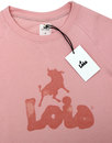 LOIS Women's Retro 70s Flock Print Sweatshirt PINK