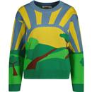 louche womens arinna landscape knit crew neck sweater multicolour