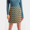 Louche Aubin Geo Jacquard Retro Mod Mini Skirt in Green/Yellow