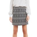 louche london aubin folkstripe mini skirt black white