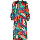 louche womens avion hofmann multicolour abstract paint strokes print long sleeve midi dress black green red