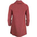 Dryden LOUCHE 60s Mod Dobby Dot Collared Coat RED