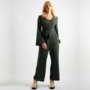 Louche Coraline Brushed Marl V-Neck Jumpsuit in Green