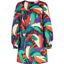 louche womens didee hofmann multicolour abstract paint strokes print long sleeve a line dress black green red