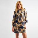 Louche Didee Forest Scape Print 60s Mini Dress in Navy