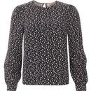 louche womens lima retro forget me not ditsy print long sleeve top navy
