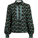 louche woemns gisla floral pattern patchwork blouse green