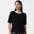 Louche Laureen Eyelash Rib Short Sleeve Fluffy Jumper in Black