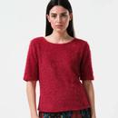 Louche Laureen Eyelash Rib Short Sleeve Jumper in Red