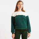 Louche London Jan 2 Colour Quilted Sweatshirt in Forest Green and White