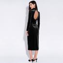 Mori Louche Velvet Neck Cut Out Midi Dress Black