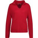 louche womens margina collared two pocket collared sweater red