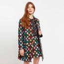 louche womens dryden 60s jacquard circle pattern mini coat multicoloured