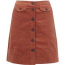Neola LOUCHE Button Through Cord Skirt Dark Peach