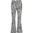 louche womens janelyn zebra print flared leg slim fit trousers black white