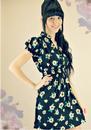 Deirdre Black Floral LOVESTRUCK Retro Tea Dress 