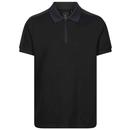 Luke 1977 Caltech Tape Trim Zip Polo Shirt in Black M771450