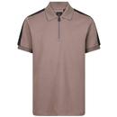 Luke 1977 Caltech Tape Trim Zip Polo Shirt in Mushroom M771450