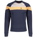 Luke Adam 3 Retro Stripe Panel Taped Sleeve Sweatshirt in Navy