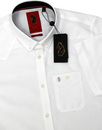 Adam Keyte LUKE 1977 Textured Mod 60s Shirt WHITE
