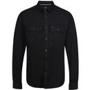 luke bar fly chest pocket cotton twill overshirt black