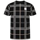 Luke Birdoswald Retro Check T-shirt in Black and Ecru flat shot pictured from front